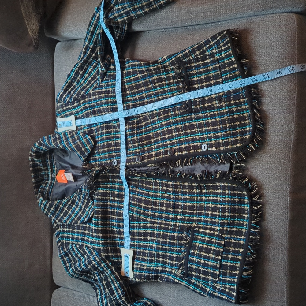 🌞Hearts of Palm Blue and Tan Plaid Jacket